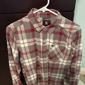 Quiksilver Red and Gray Checkered Shirt